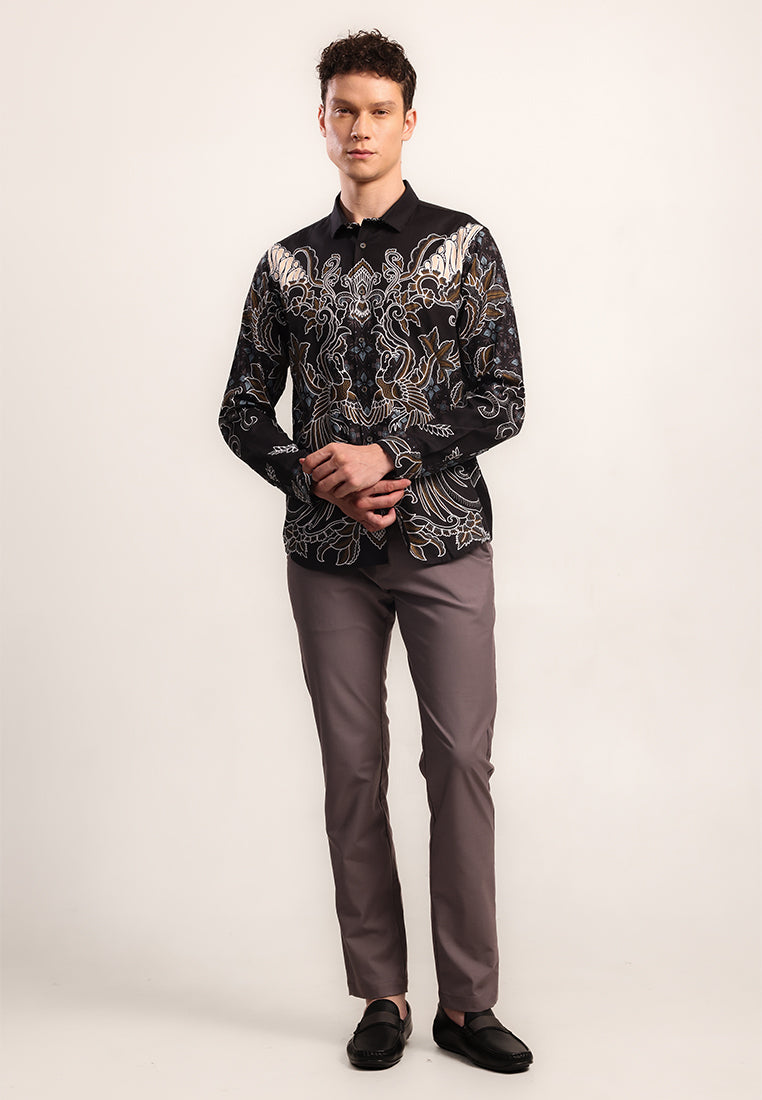MOC - Kemeja Batik Pria Lengan Panjang Srivara - Black