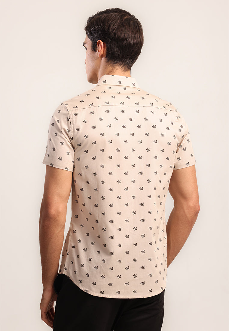 MOC - Kemeja Motif Pria Lengan Pendek Nirved - Beige