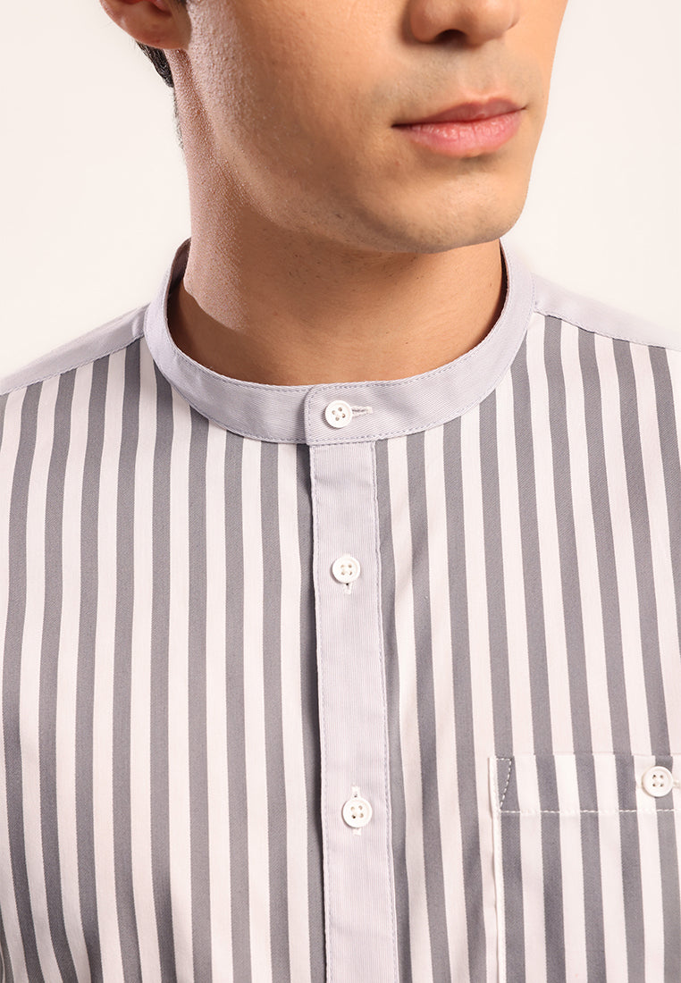 MOC - Kemeja Shanghai Lengan Panjang Pria Zayyan - Grey
