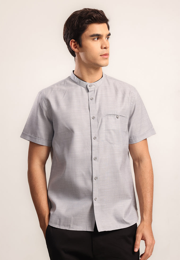 MOC Kemeja Shanghai Lengan Pendek Pria Abbari B - Grey