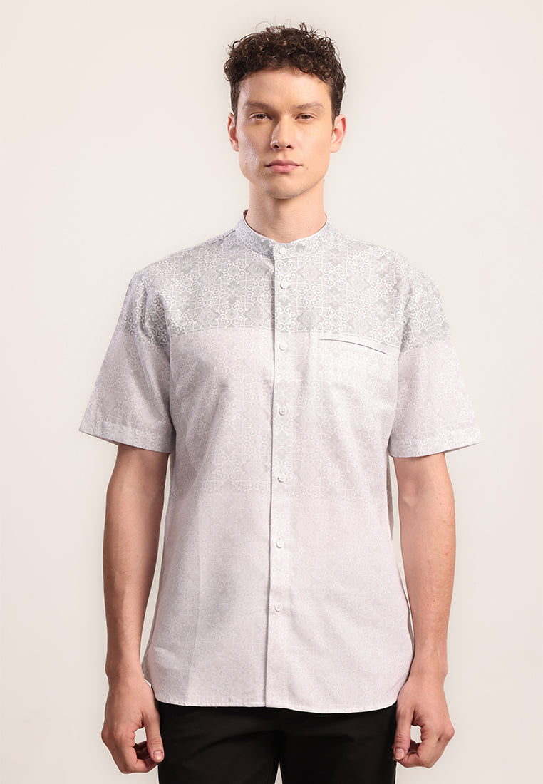 MOC Kemeja Koko Lengan Pendek Pria Ikram - Grey