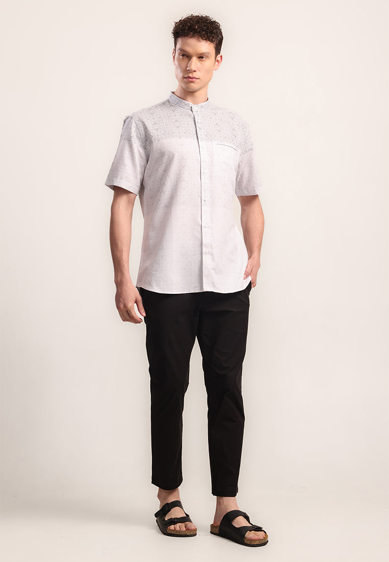MOC Kemeja Koko Lengan Pendek Pria Ikram - Grey
