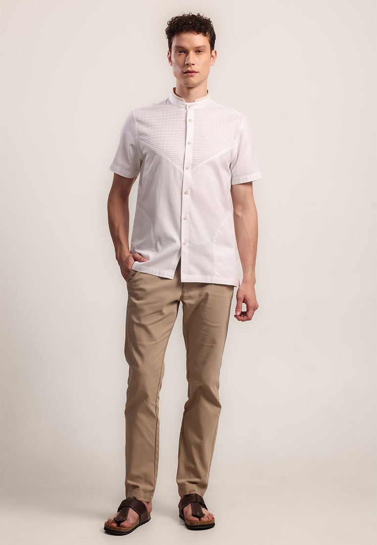 MOC Kemeja Shanghai Lengan Pendek Pria Toro A - White