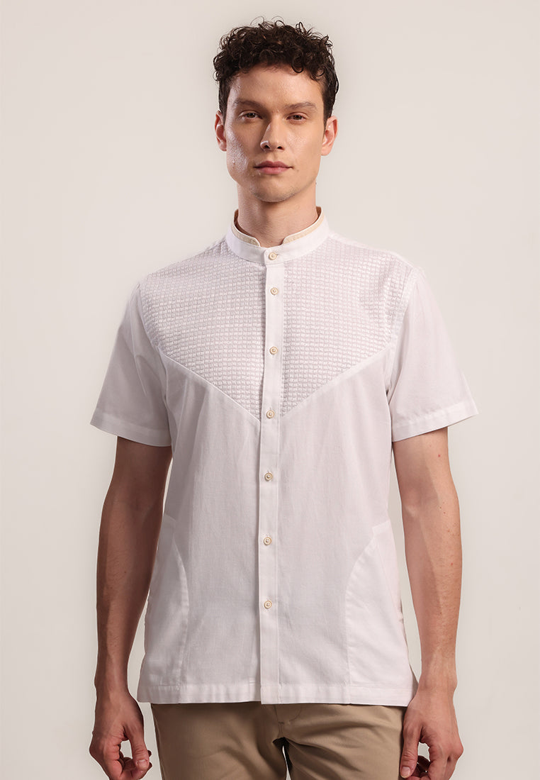 MOC Kemeja Shanghai Lengan Pendek Pria Toro A - White