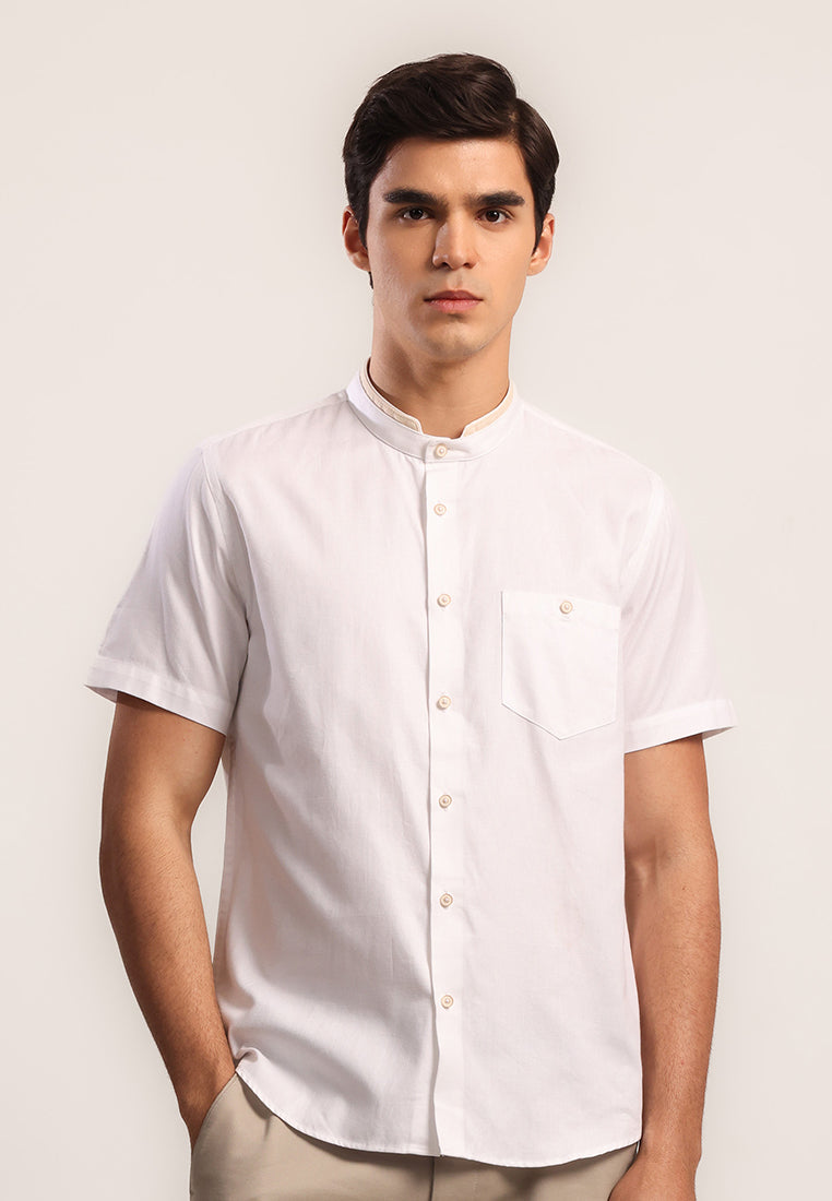 MOC Kemeja Shanghai Lengan Pendek Pria Toro B - White