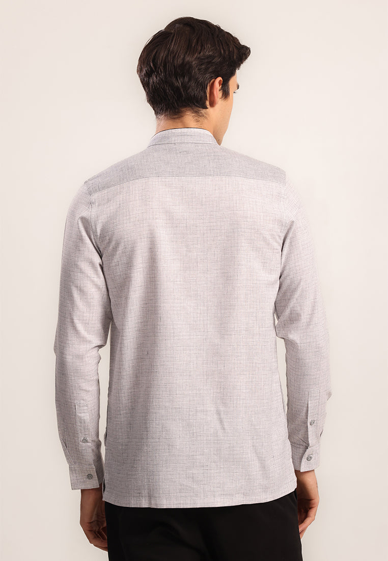 MOC Kemeja Koko Lengan Panjang Pria Kova - Grey