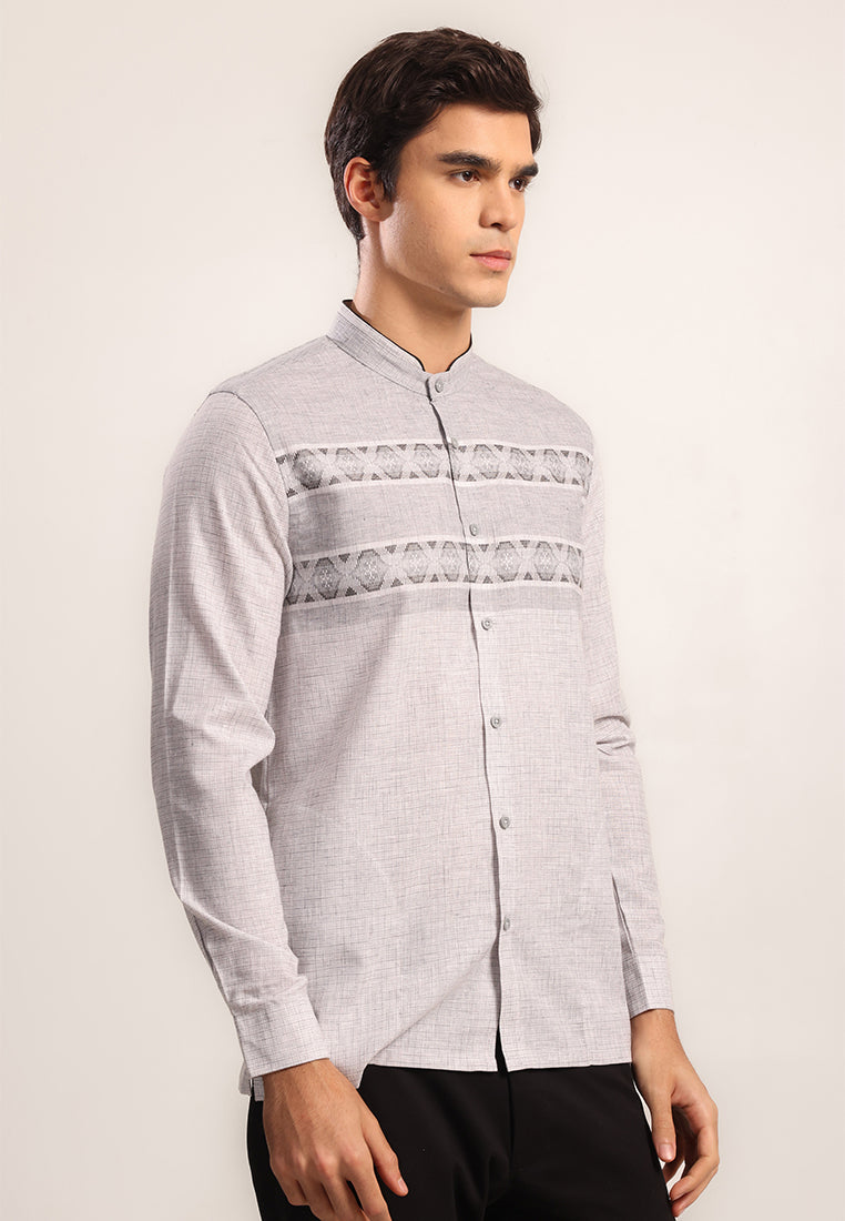 MOC Kemeja Koko Lengan Panjang Pria Kova - Grey
