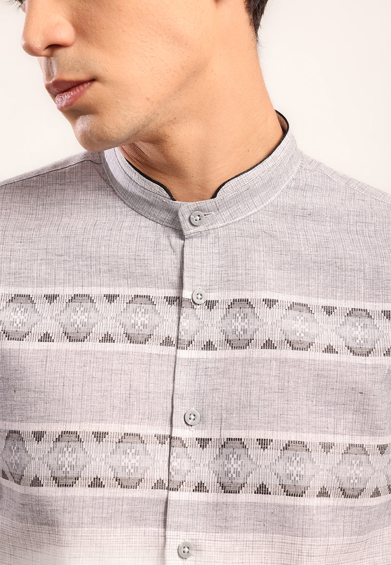 MOC Kemeja Koko Lengan Panjang Pria Kova - Grey