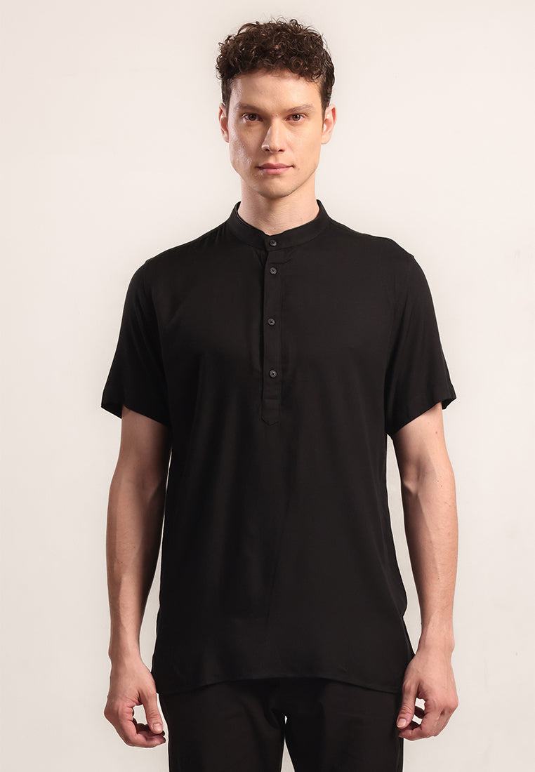 MOC Kemeja Koko Lengan Pendek Pria Javier - Black