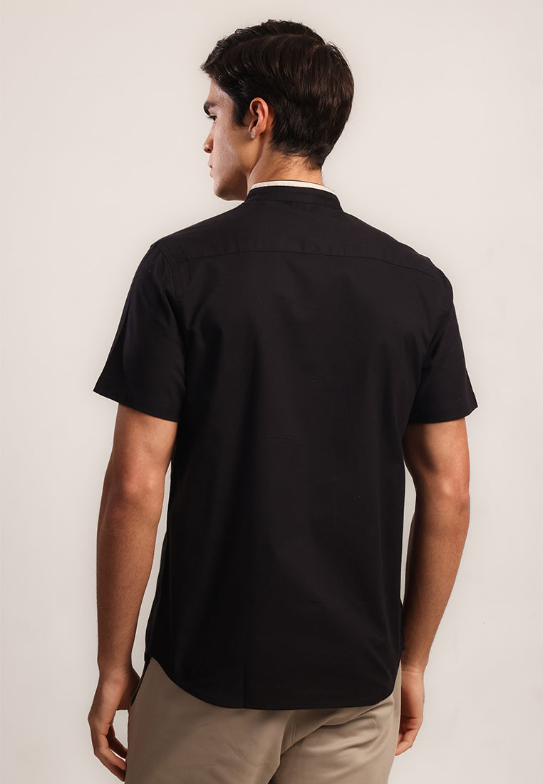 MOC Kemeja Shanghai Lengan Pendek Pria Hayyan - Black