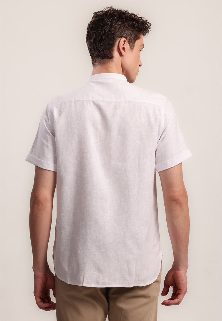 MOC Kemeja Koko Lengan Pendek Pria Thariq - White