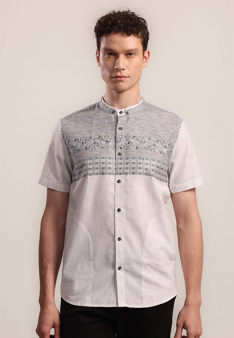MOC Kemeja Koko Lengan Pendek Pria BURHAN - WHITE