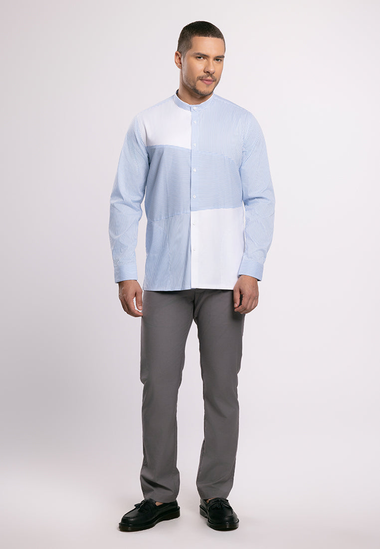 MOC - Kemeja Shanghai Lengan Panjang Pria Sadam - Light Blue