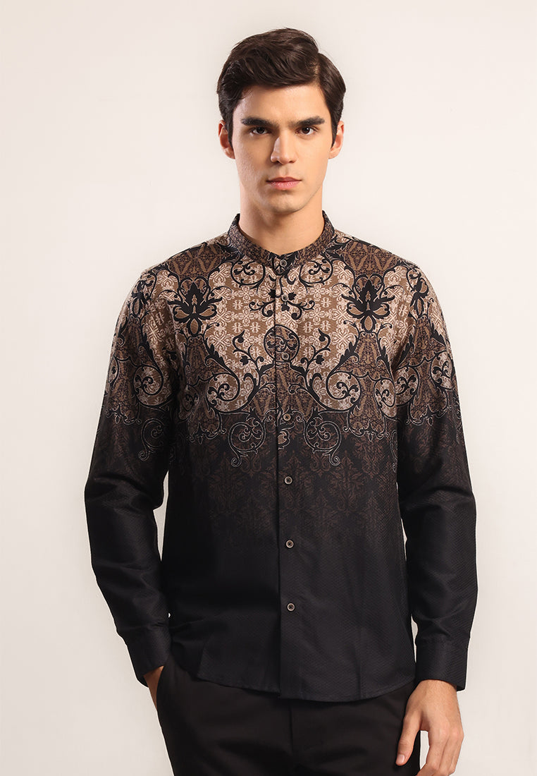 MOC Kemeja Batik Shangai Lengan Panjang Pria RAGNAR-BLACK