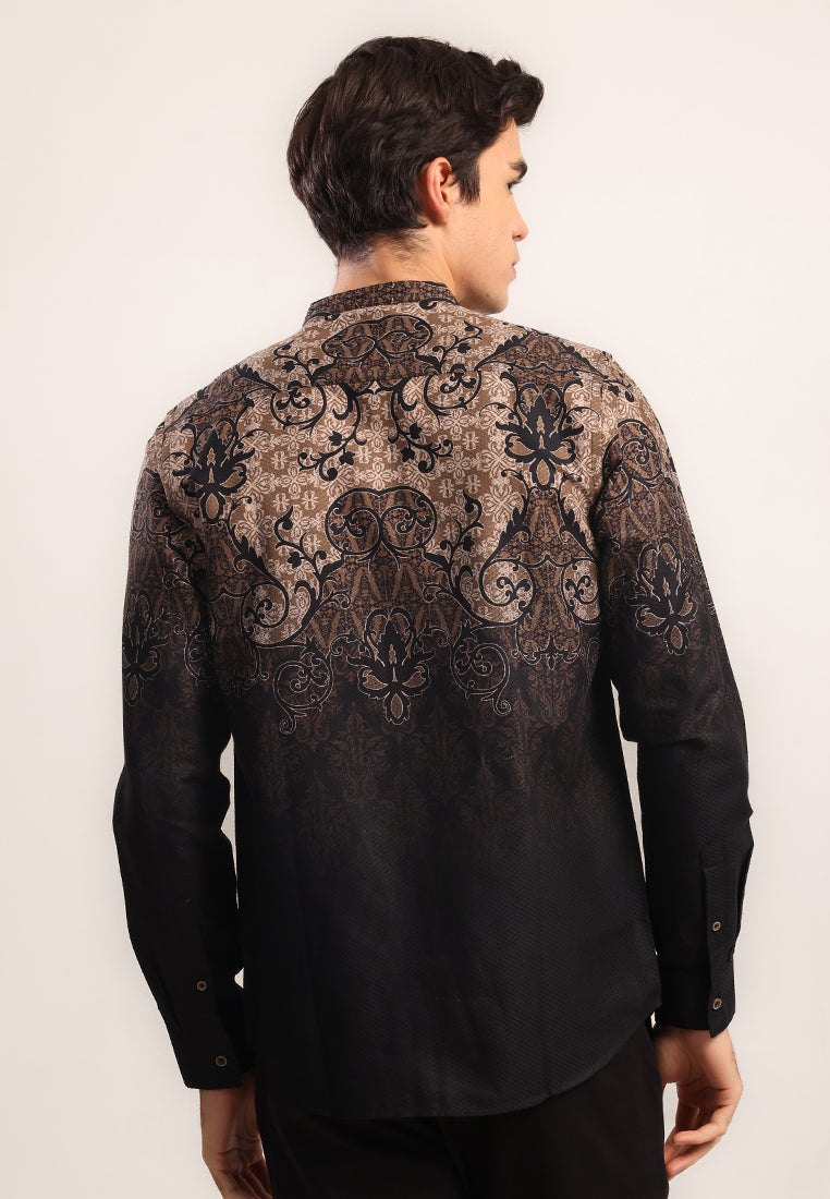 MOC Kemeja Batik Shangai Lengan Panjang Pria RAGNAR-BLACK