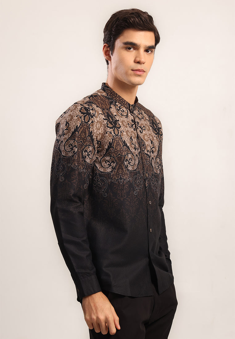 MOC Kemeja Batik Shangai Lengan Panjang Pria RAGNAR-BLACK