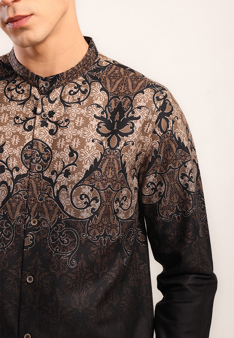MOC Kemeja Batik Shangai Lengan Panjang Pria RAGNAR-BLACK
