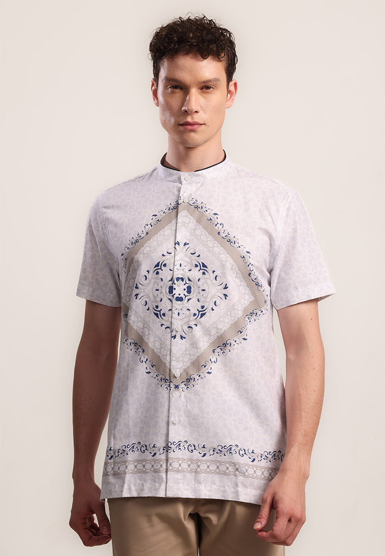 MOC Kemeja Batik Shanghai Lengan Pendek Pria ROLLO-WHITE