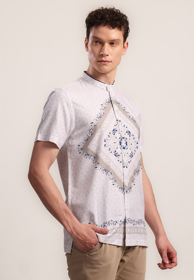 MOC Kemeja Batik Shanghai Lengan Pendek Pria ROLLO-WHITE