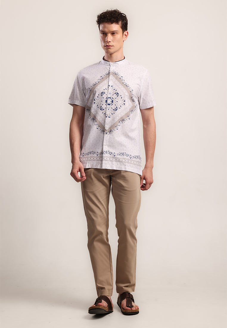 MOC Kemeja Batik Shanghai Lengan Pendek Pria ROLLO-WHITE