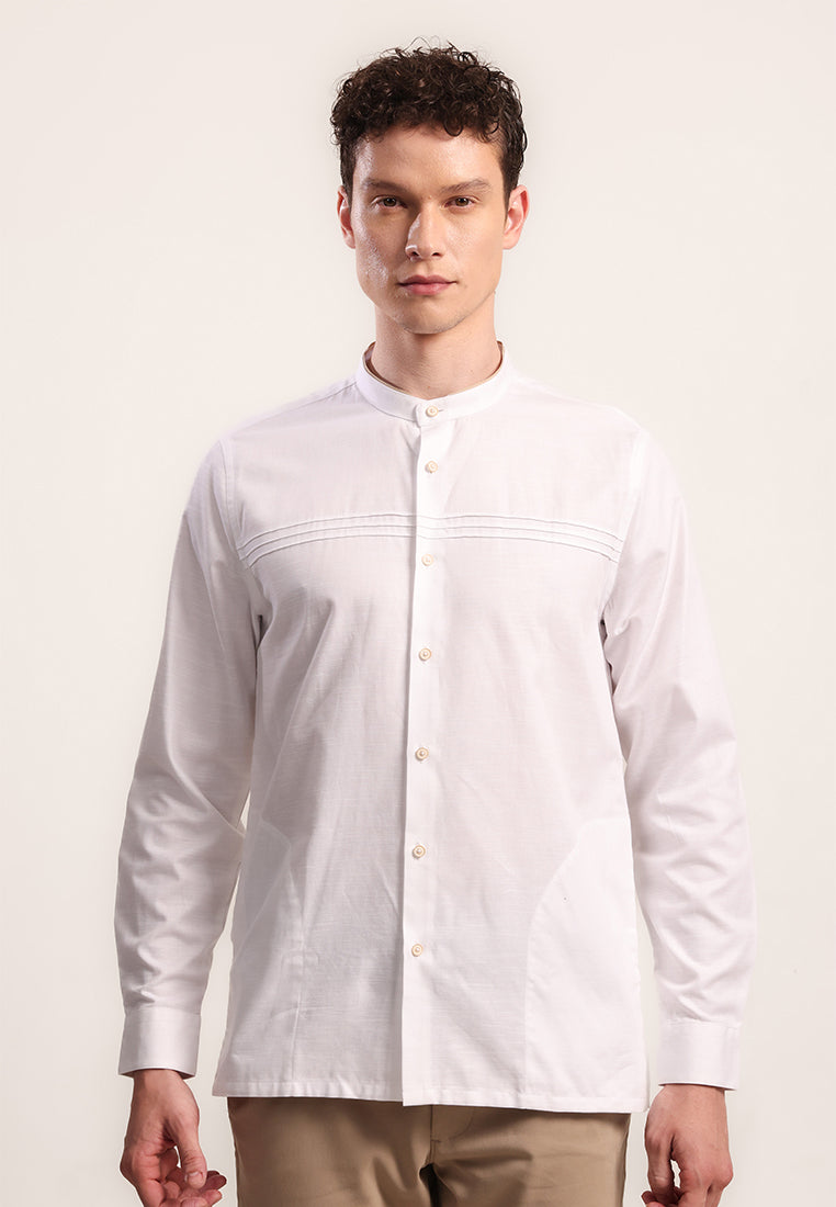 MOC Kemeja Koko Lengan Panjang Pria Arman - White