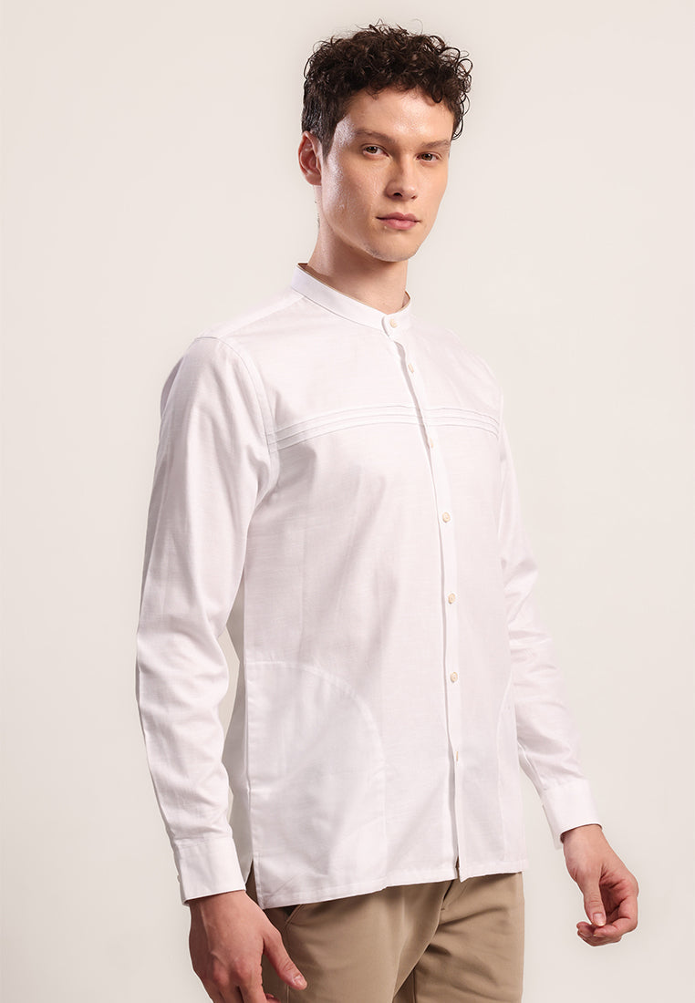 MOC Kemeja Koko Lengan Panjang Pria Arman - White