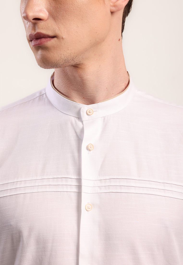 MOC Kemeja Koko Lengan Panjang Pria Arman - White