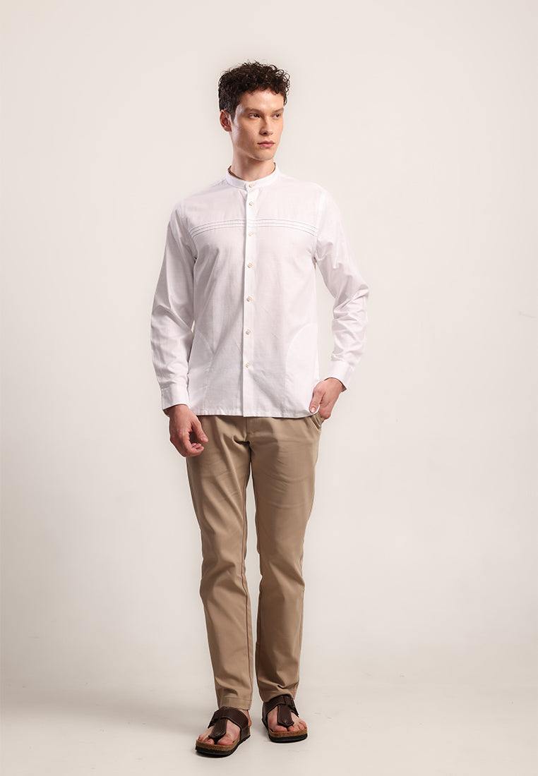 MOC Kemeja Koko Lengan Panjang Pria Arman - White