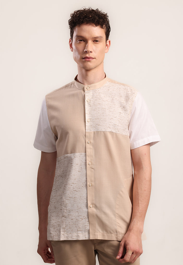 MOC Kemeja Shanghai Lengan Pendek Pria Salman - Brown