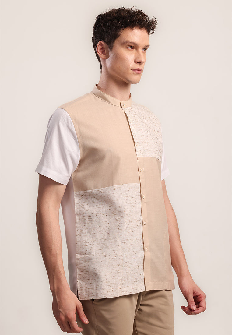 MOC Kemeja Shanghai Lengan Pendek Pria Salman - Brown