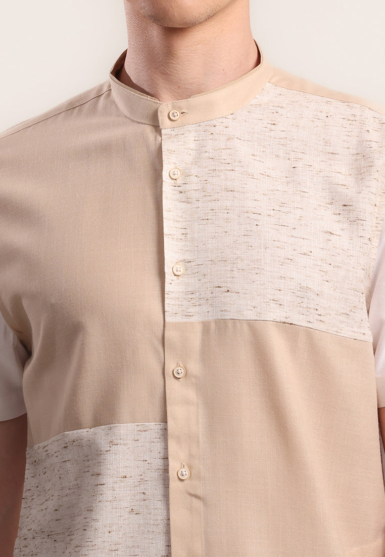 MOC Kemeja Shanghai Lengan Pendek Pria Salman - Brown