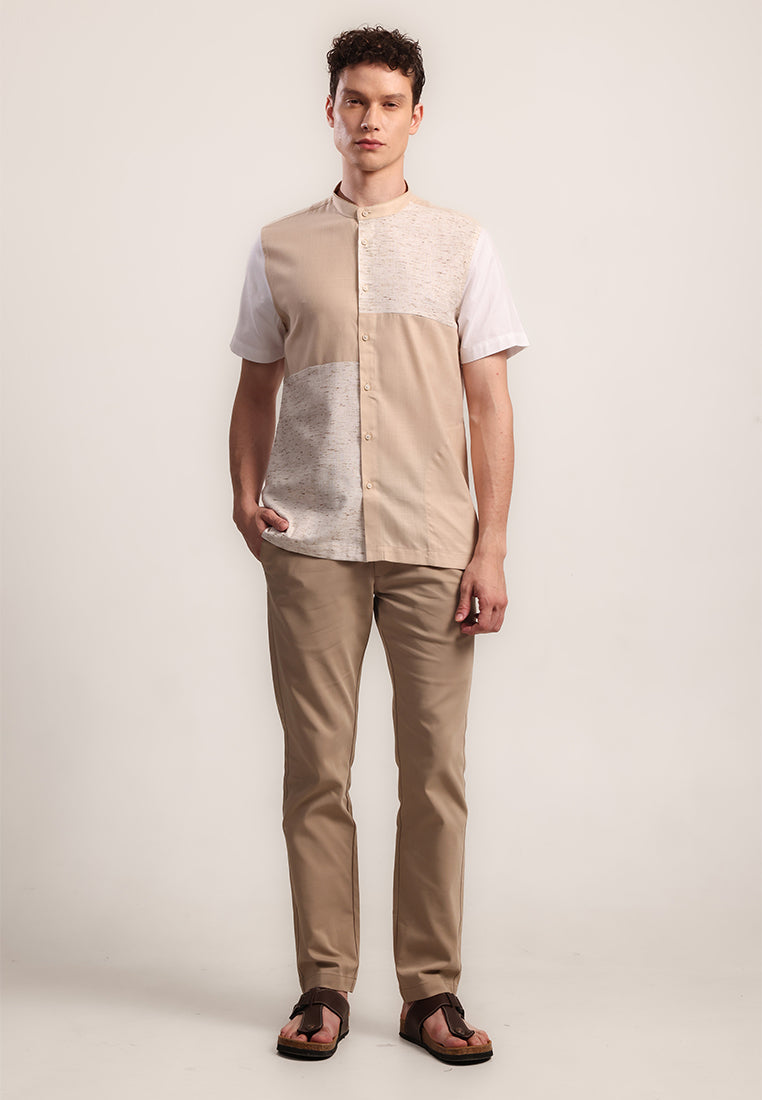 MOC Kemeja Shanghai Lengan Pendek Pria Salman - Brown