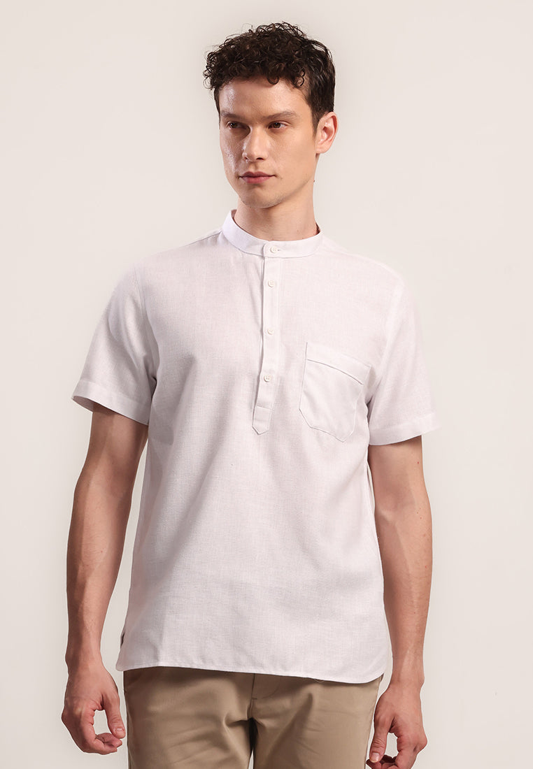 MOC Kemeja Shanghai Lengan Pendek Pria Darem - White