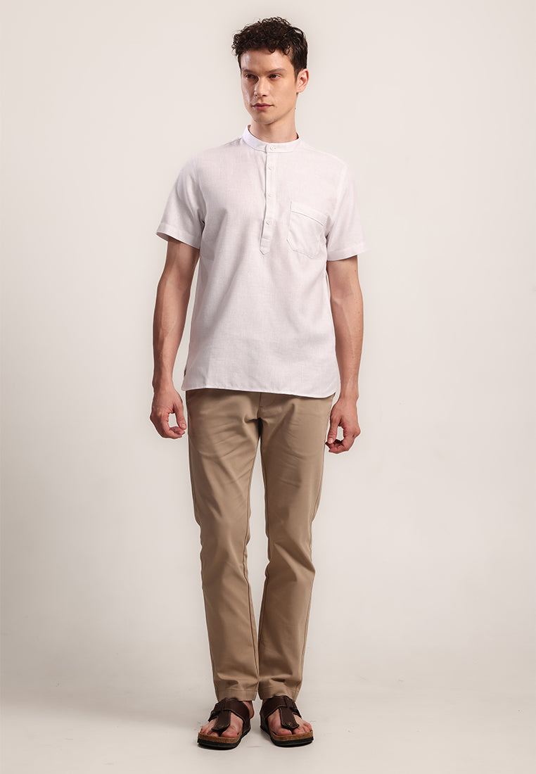 MOC Kemeja Shanghai Lengan Pendek Pria Darem - White
