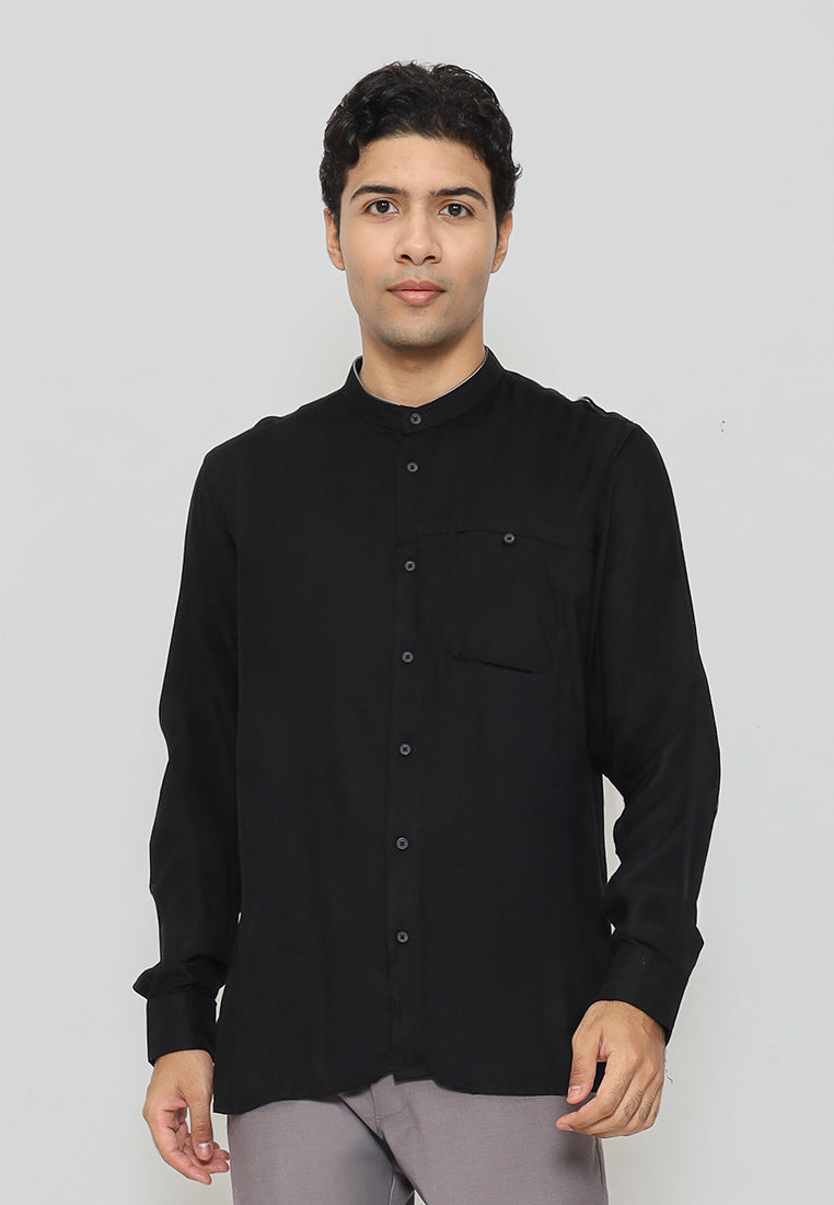 MOC - Kemeja Shanghai Lengan Panjang Pria Ruby - Black