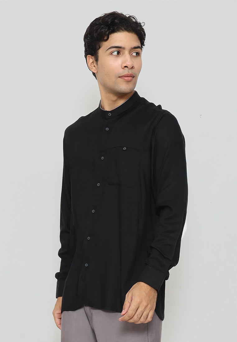 MOC - Kemeja Shanghai Lengan Panjang Pria Ruby - Black