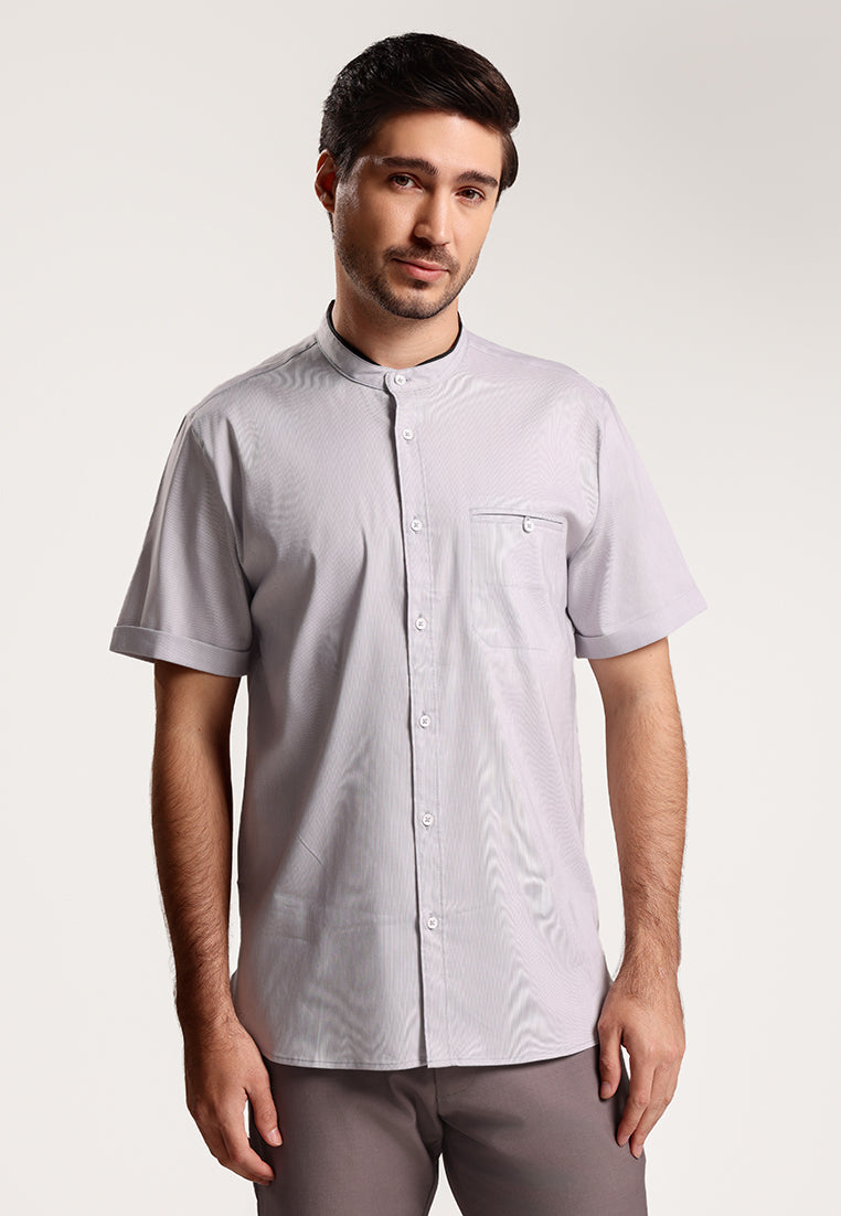 MOC - Kemeja Shanghai Lengan Pendek Pria Aldian - Grey