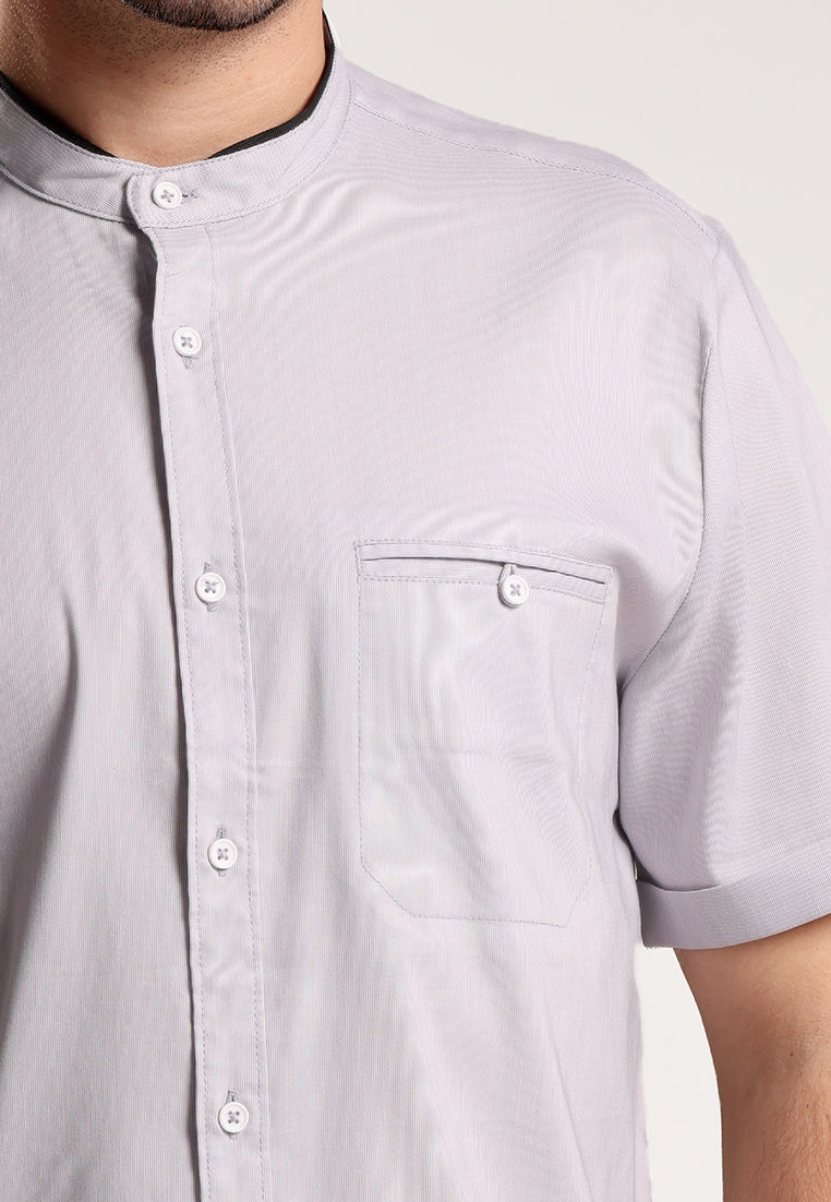 MOC - Kemeja Shanghai Lengan Pendek Pria Aldian - Grey