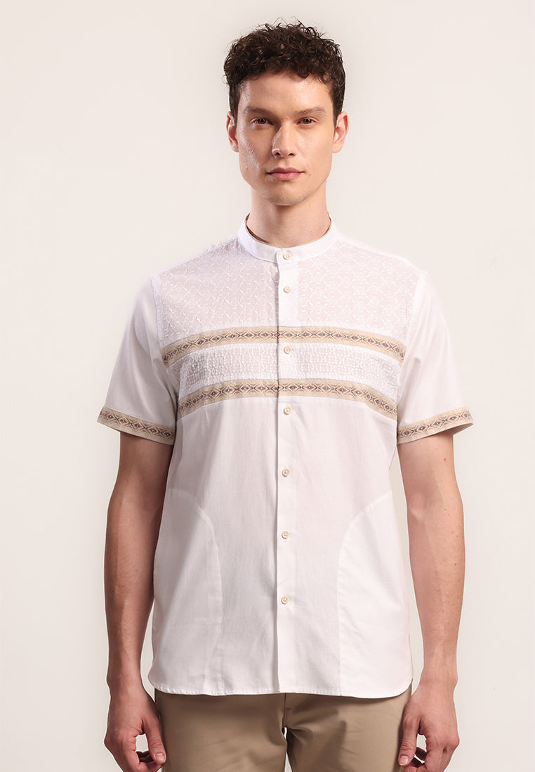 MOC Kemeja Koko Lengan Pendek Pria GHAVALI-WHITE