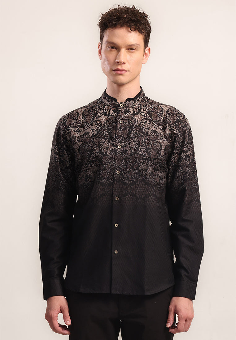 MOC - Kemeja Shanghai Lengan Panjang Pria Akmal - Black