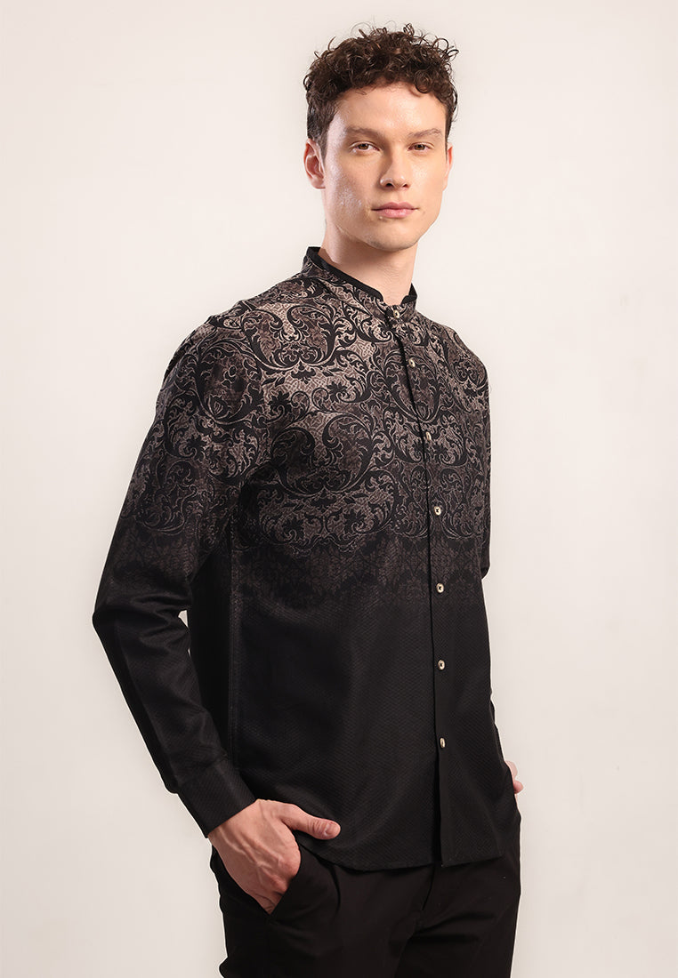 MOC - Kemeja Shanghai Lengan Panjang Pria Akmal - Black