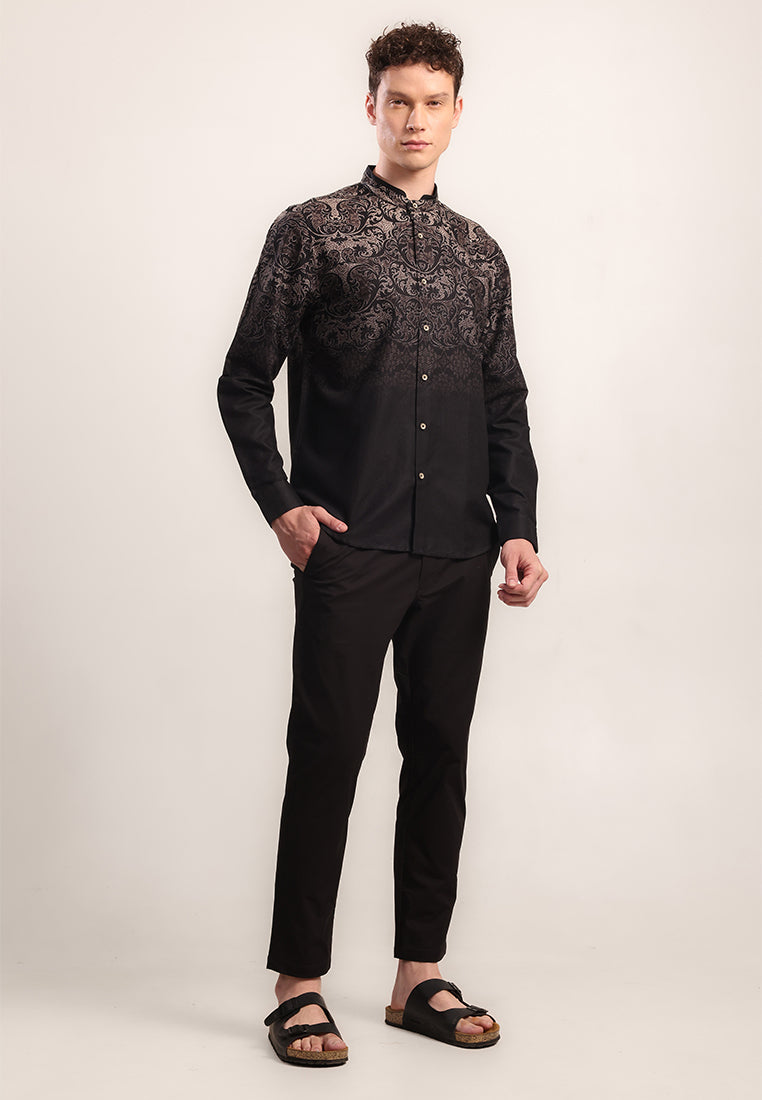MOC - Kemeja Shanghai Lengan Panjang Pria Akmal - Black