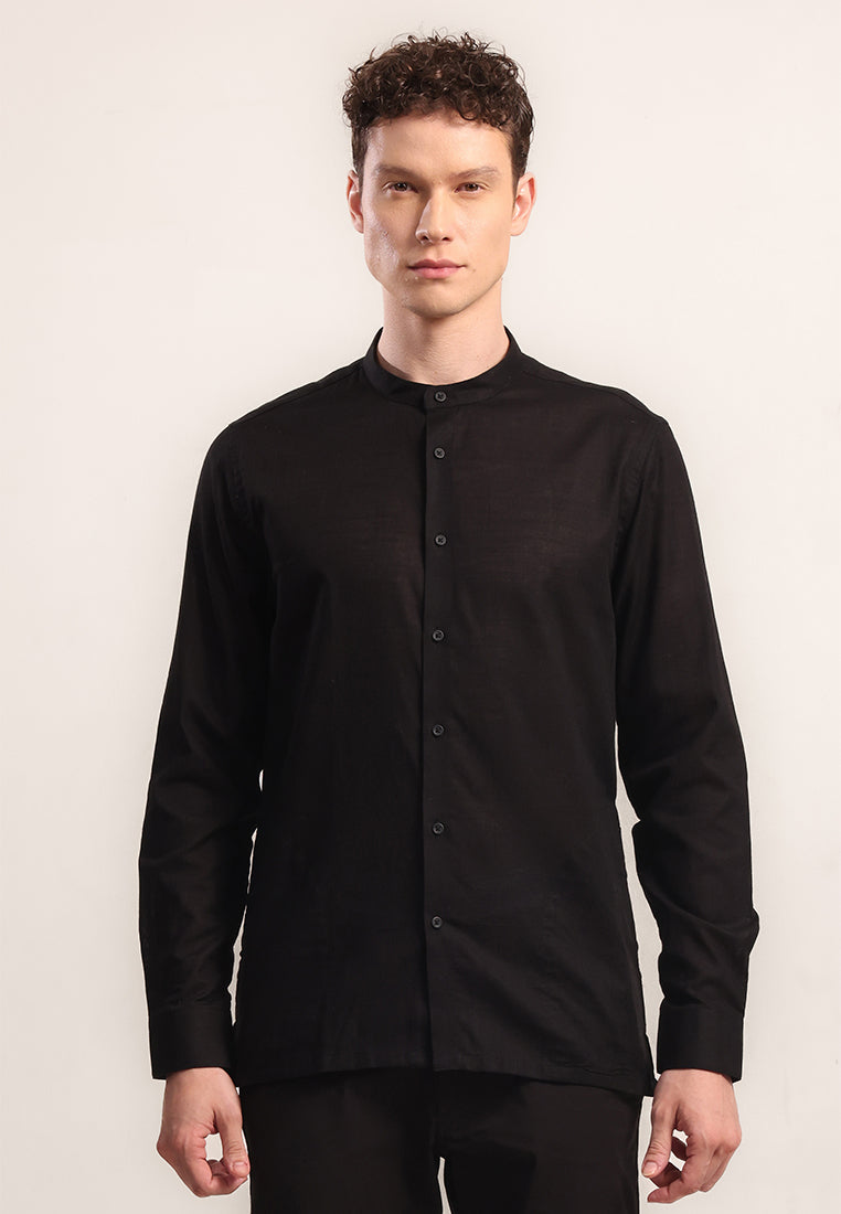 MOC - Kemeja Shanghai Lengan Panjang Pria Farazz - Black