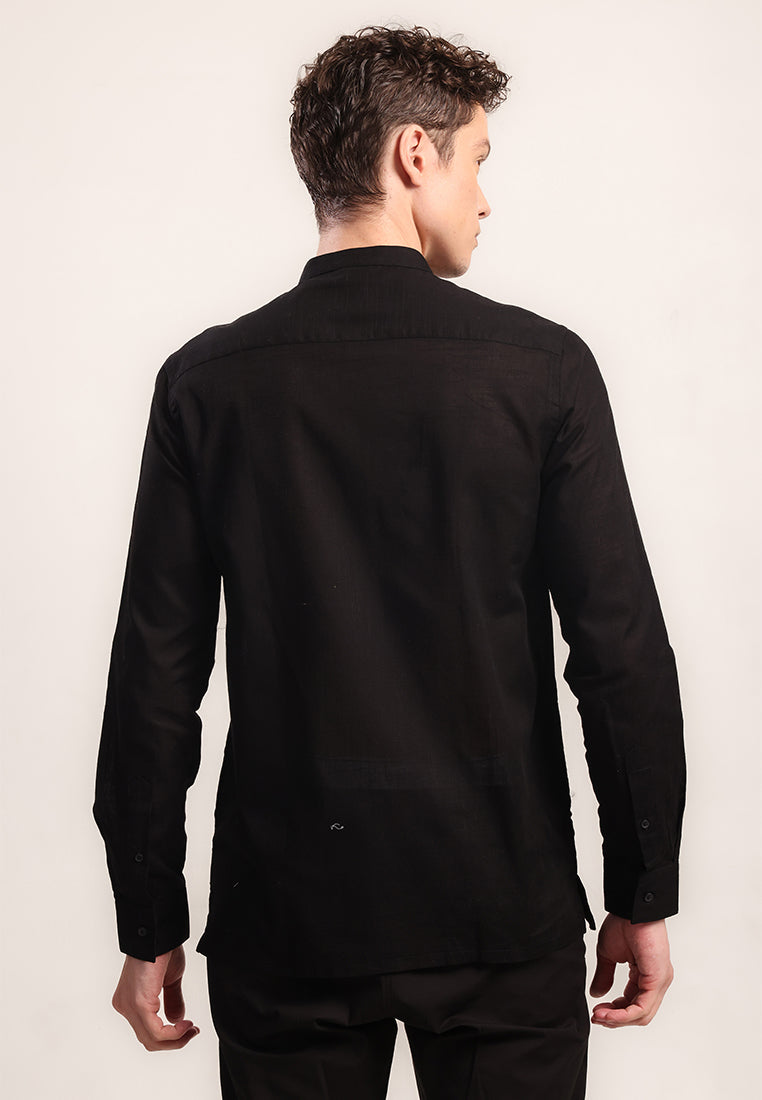 MOC - Kemeja Shanghai Lengan Panjang Pria Farazz - Black