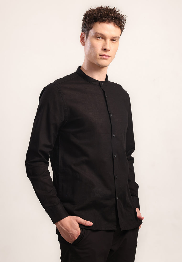 MOC - Kemeja Shanghai Lengan Panjang Pria Farazz - Black