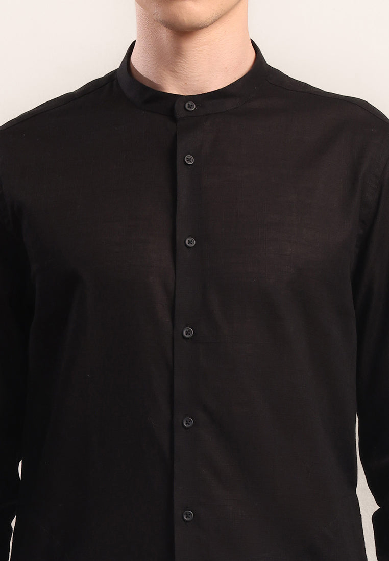 MOC - Kemeja Shanghai Lengan Panjang Pria Farazz - Black