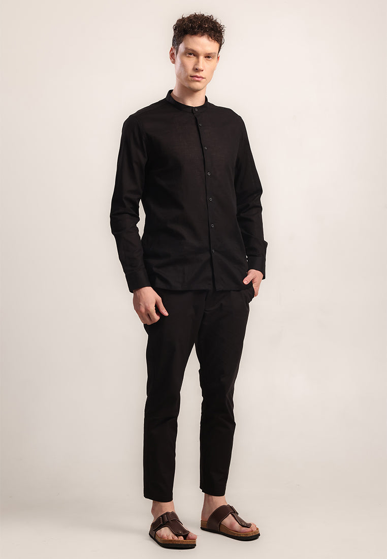 MOC - Kemeja Shanghai Lengan Panjang Pria Farazz - Black