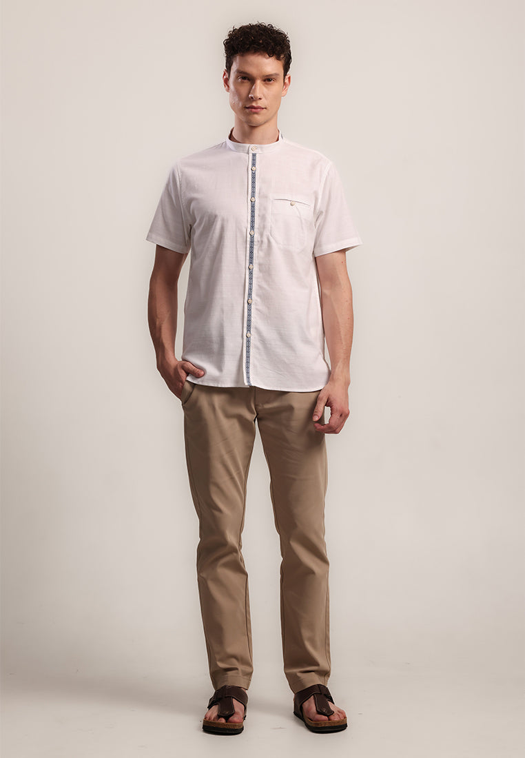 MOC - Kemeja Shanghai Lengan Pendek Pria Ikshan - White
