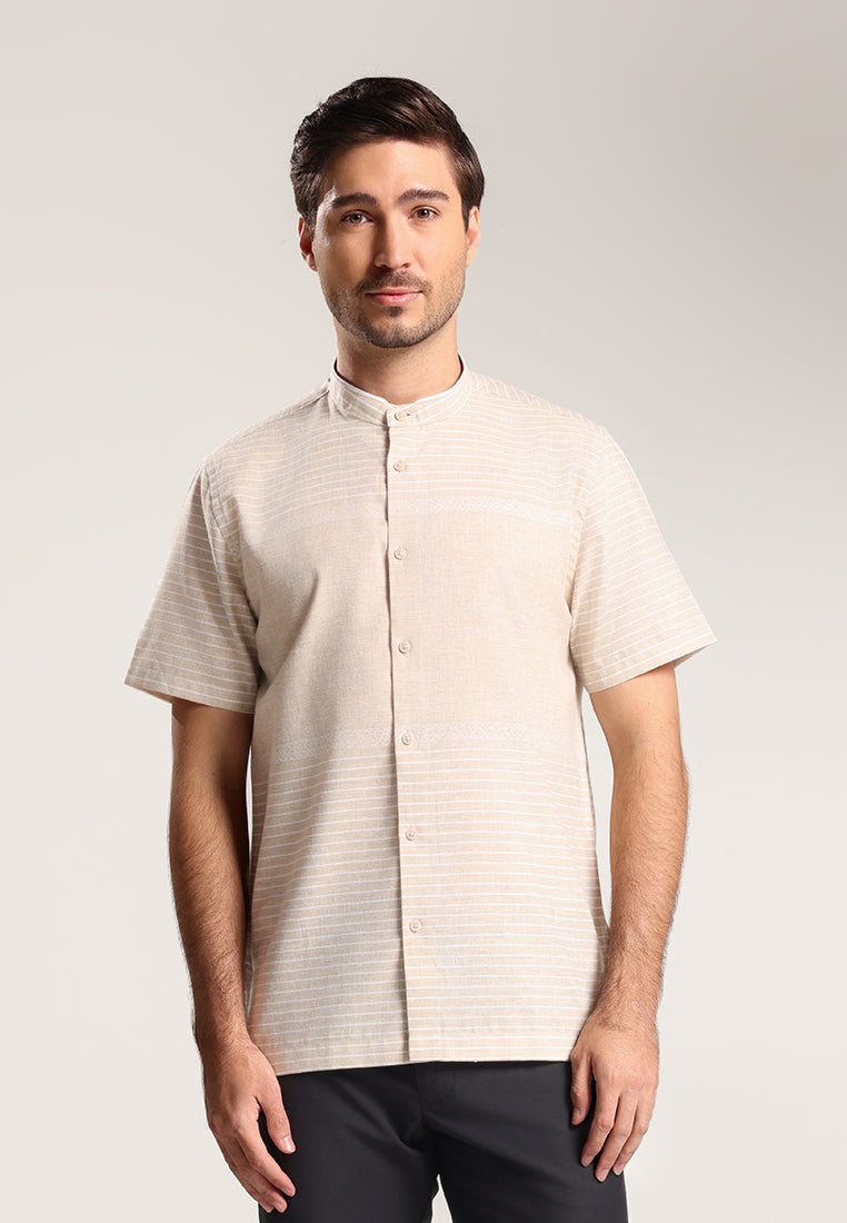 Men's Top Kemeja Koko Lengan Pendek Pria Brunoz - Khaki