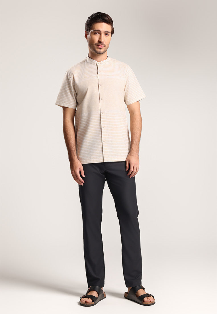 Men's Top Kemeja Koko Lengan Pendek Pria Brunoz - Khaki